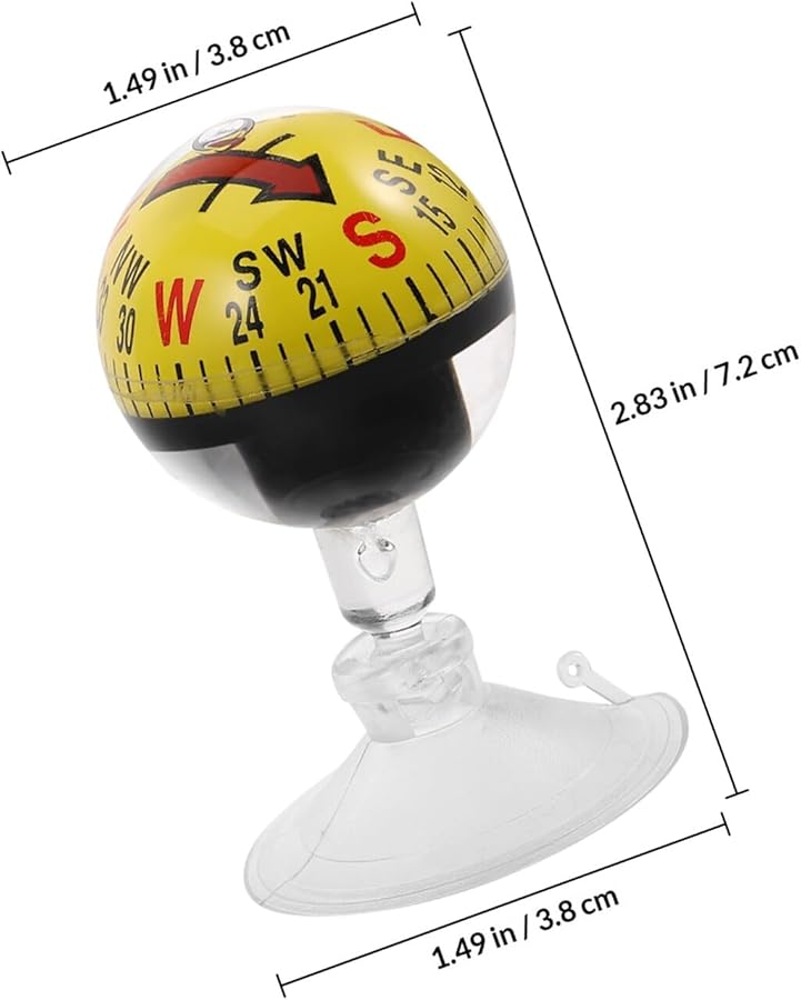 بوصلة محمولة للسيارة مع كوب شفط للملاحة في الهواء الطلق للمشي لمسافات طويلة وتنزه القوارب 38 مم - Image 2